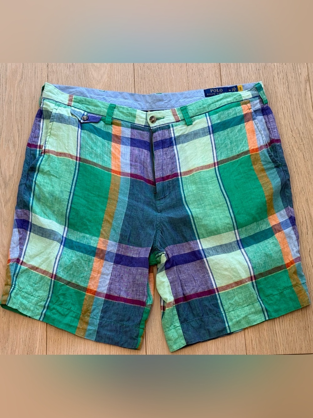 Polo Ralph Lauren 100% Linen Plaid Shorts Men’s 36 Classic Fit Rare Quiet Luxury